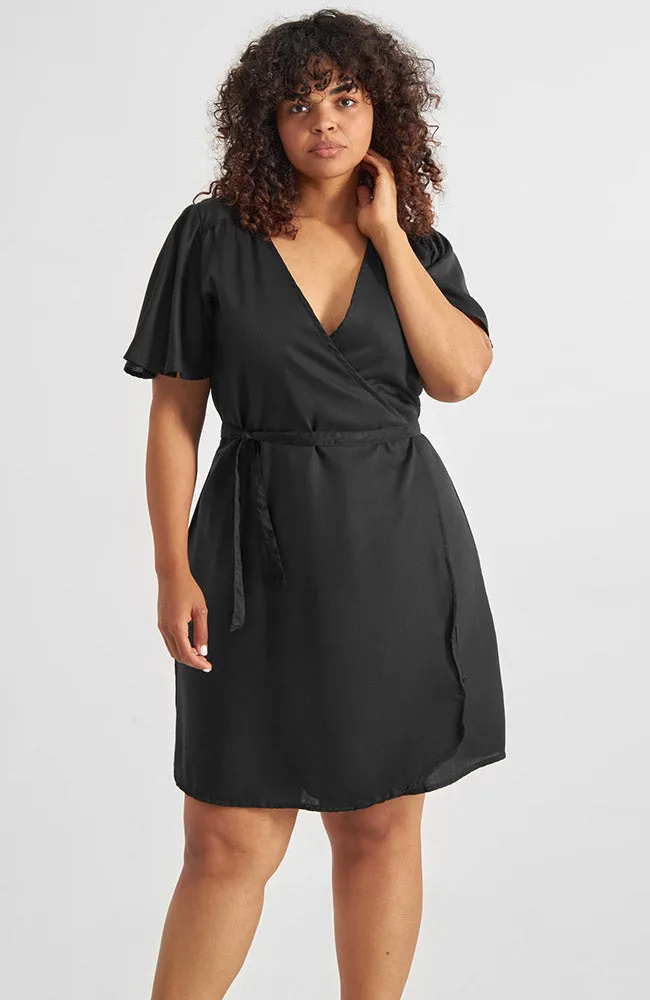 Dedicated DEDICATED Damen vegan Wickelkleid Kungsham Schwarz, Schwarz, – Produktbild 1 von 2