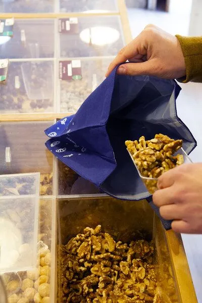 umtüten umtüten Beutel Set: Brotbeutel & Snack Beutel / Inlay plastikfrei / recycelte Bio Baumwolle, Blau, – Produktbild 3 von 3