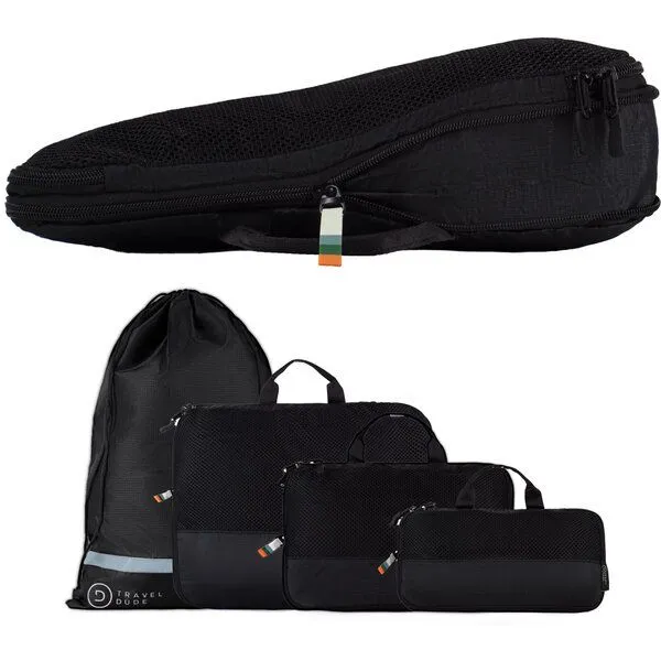 TRAVEL DUDE TRAVEL DUDE Packing Cubes mit Kompression aus recycelten Plastikflaschen, Schwarz, – Produktbild 3 von 8