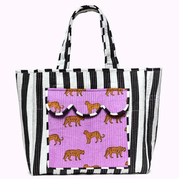 KIKOONI KIKOONI handgefertigter XL Shopper, Purple leo, – Produktbild 3 von 4
