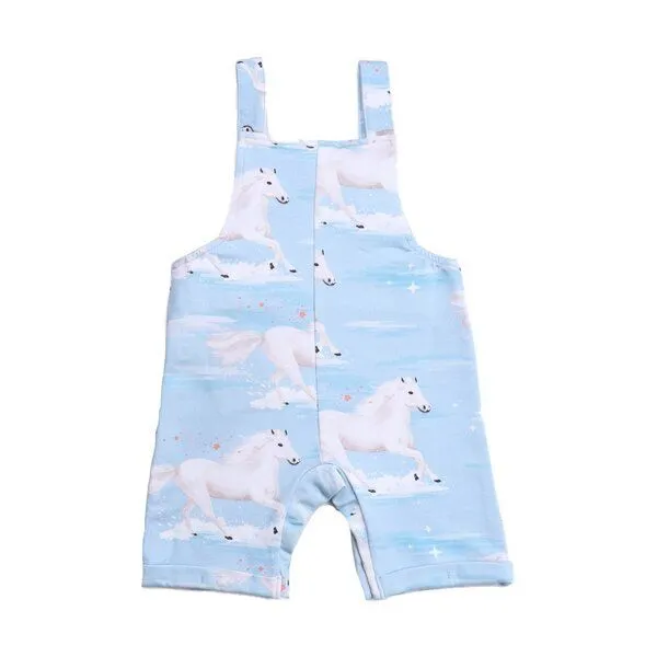 Walkiddy Latzstrampler Hellblau Weiße Pferde-Allover Bio-Baumwolle GOTS – Walkiddy – Produktbild 2 von 2