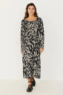SKFK SKFK Damen vegan Strickkleid In Midi-Länge Mit Knoten Schwarz/Weiß – Produktbild 1 von 1