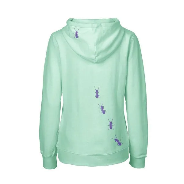 HANDGEDRUCKT HANDGEDRUCKT "Ameisen" Frauen Zip Hoody Neutral, Dusty mint, – Produktbild 1 von 3