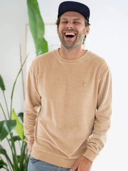 FUXBAU FUXBAU Männer Samt Pullover - beige gelb geriffelt, Beige gelb geriffelt, – Produktbild 1 von 4