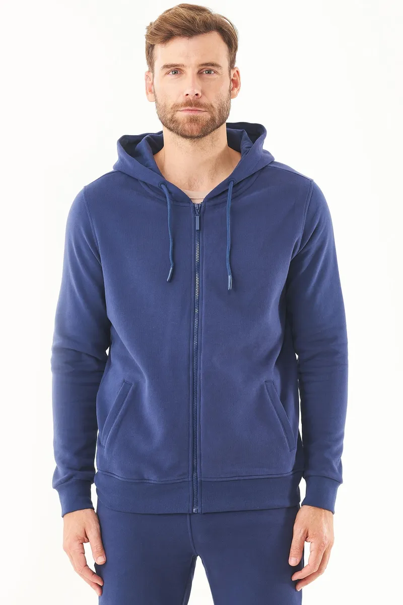 ORGANICATION ORGANICATION Herren vegan Sweatjacke Soft Touch Navy, Dunkelblau, – Produktbild 2 von 2