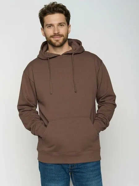 GreenBomb GREENBOMB Basic Joy - Gemütlicher Hoodie aus Bio-Baumwolle / GOTS / Fair & Vegan, Braun (earth wood), – Produktbild 1 von 4