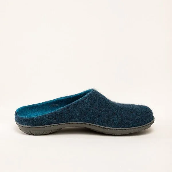 Magicfelt Magicfelt Filz-Hausschuh 736 aus 100% Merino-Wolle Pantoffel für Damen & Herren mit Gummi-Sohle, Dark blue washed, – Produktbild 3 von 4