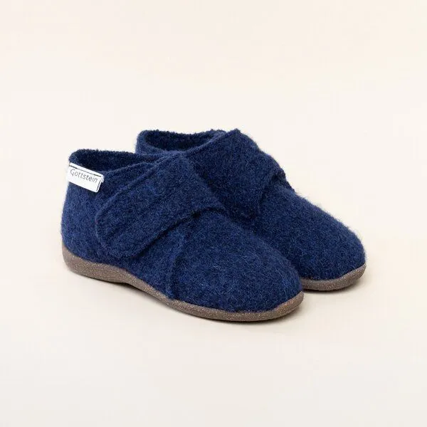 Gottstein Gottstein Kinder-Hausschuh Alpine Racer RU für Jungen & Mädchen aus 100% Schurwolle, Jeansblau, – Produktbild 1 von 4