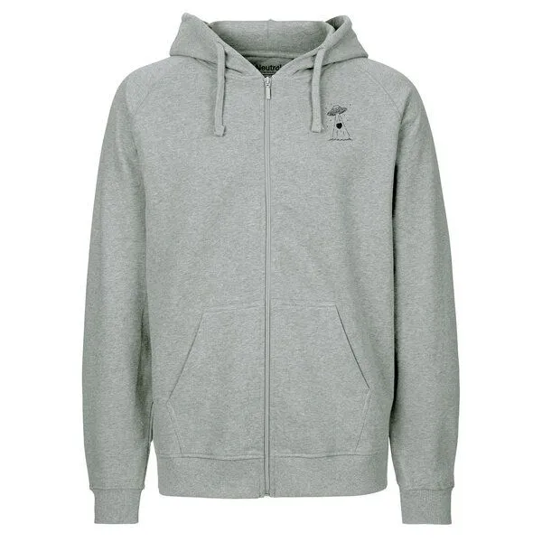 HANDGEDRUCKT HANDGEDRUCKT "Beam it up" Männer Zip Hoody Neutral, Grey, – Produktbild 2 von 4