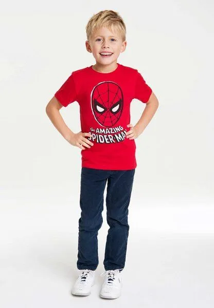 LOGOSH!RT LOGOSH!RT Marvel Comics - Spider-Man - Maske - Bio T-Shirt Print - Junge & Mädchen, Rot, – Produktbild 2 von 4