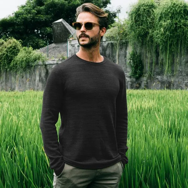 The Driftwood Tales The Driftwood Tales Basic-Strickpullover - Herren Pullover - Driftwood Tales - aus Bio-Baumwolle, Schwarz, – Produktbild 1 von 4