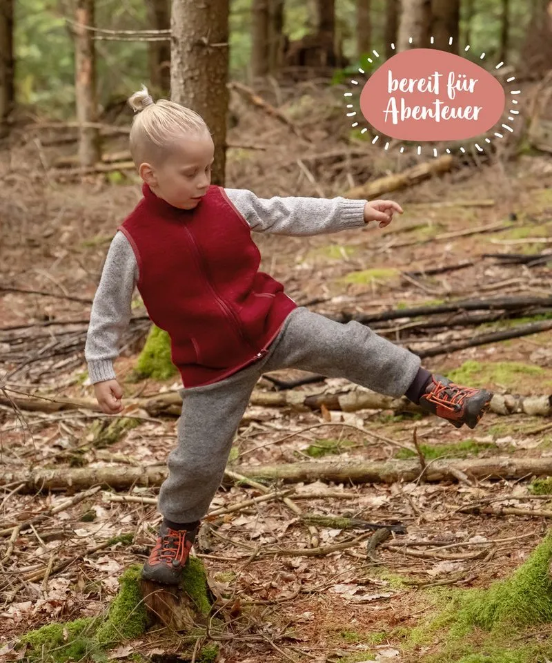 Ehrenkind Funktionsweste Walkweste für Kinder aus Bio-Schurwolle, Kinderweste (Weste für Jungen & Mädchen) Weste für Kinder aus 100% Schurwolle, Grau, – Produktbild 1 von 5