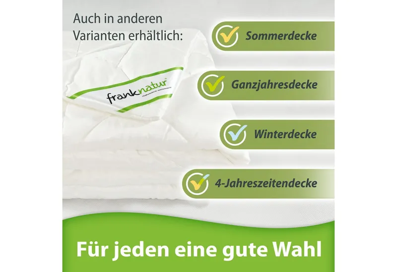 franknatur Naturfaserbettdecke Ganzjahresdecke Lyocell, Füllung: 100% Lyocell, Bezug: 100% Lyocell, temperaturausgleichende Mono-Ganzjahresdecke, Weiß, – Produktbild 3 von 5