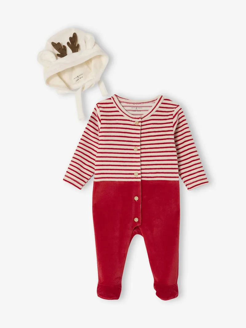Envie De Fraise Baby Schlafanzug und Mütze aus Samt ENVIE DE FRAISE, Rot, – Produktbild 1 von 4