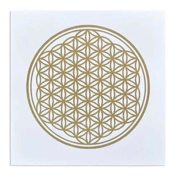 Veskor Cassiopeia Veskor Cassiopeia BLUME DES LEBENS II | Goldener Heilige Geometrie Linoldruck | 20 × 20 cm, Schwarz, – Produktbild 3 von 3
