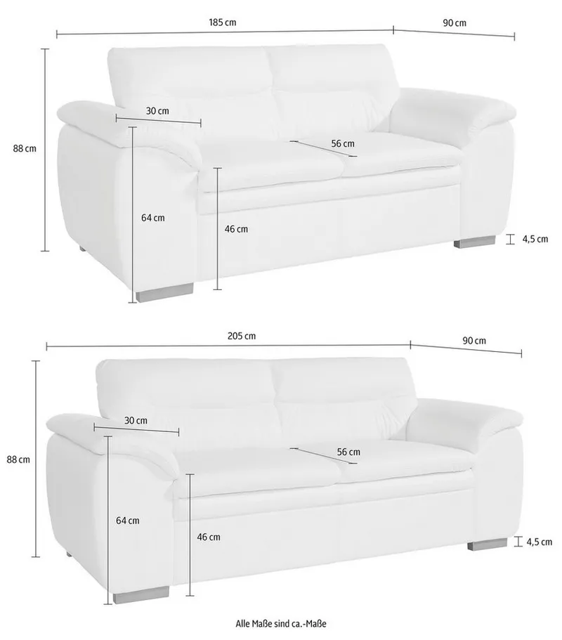 COTTA Polstergarnitur Leandra, Set bestehend aus: 2-Sitzer & 2,5-Sitzer, Braun, – Produktbild 5 von 5