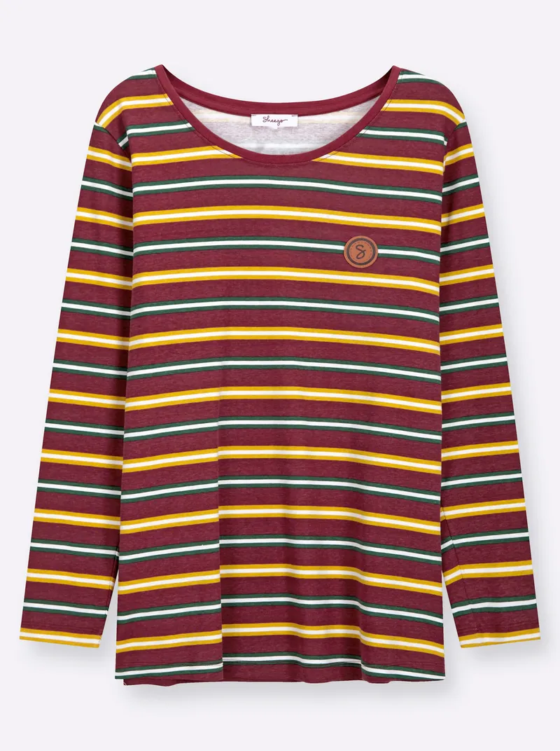 sheego Ringelshirt bordeaux-moos-geringelt, Bordeaux-moos-geringelt, – Produktbild 2 von 2