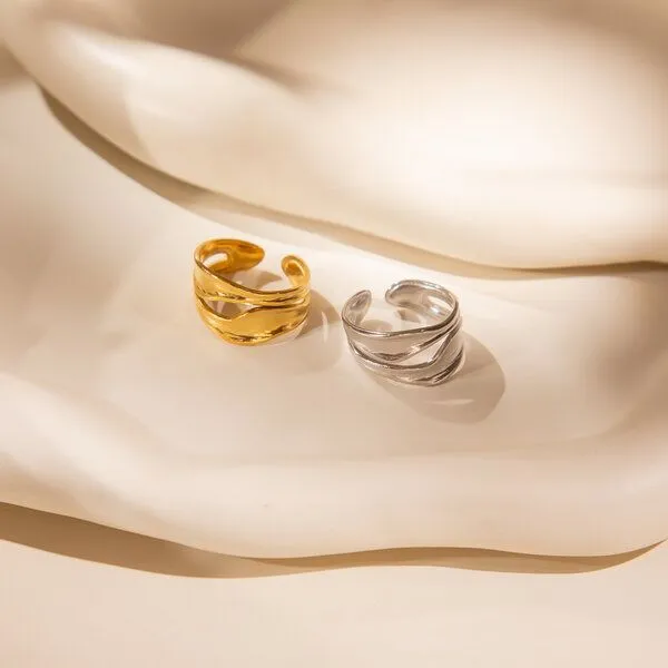 ELEKTROPULLI Elektropulli Größenverstellbarer Flow Ring, Silber, – Produktbild 3 von 4