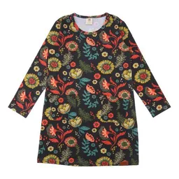 Walkiddy Kinder Tunika GOTS zertifiziert, Bio-Baumwolle, anthrazit, „Cheerful Flowers“, Langarm, weich – Walkiddy – Produktbild 1 von 1