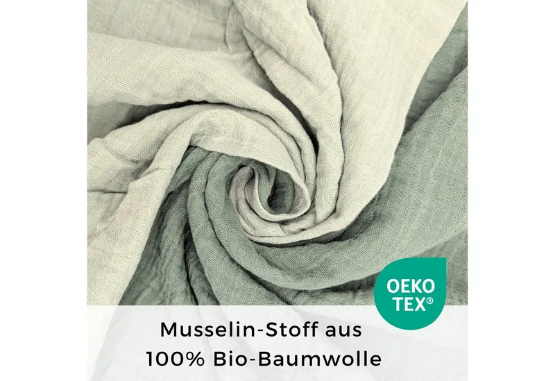furora BABY furora BABY Spucktuch Baby Mulltücher Sets (Bio-Musselin: super soft) 80x80cm oder 25x25cm, Sehr weich, Grün, – Produktbild 3 von 5