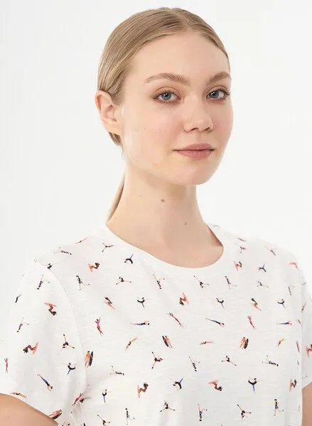 ORGANICATION ORGANICATION Damen T-Shirt aus Bio-Baumwolle mit Allover-Print, Off white, – Produktbild 4 von 4