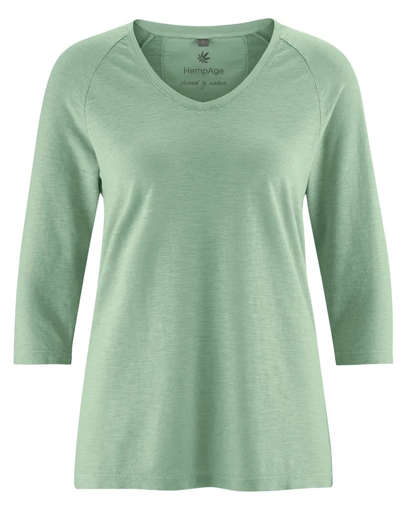 HempAge Hempage Damen vegan Raglan Shirt In Menta Grün, Grün, – Produktbild 1 von 2