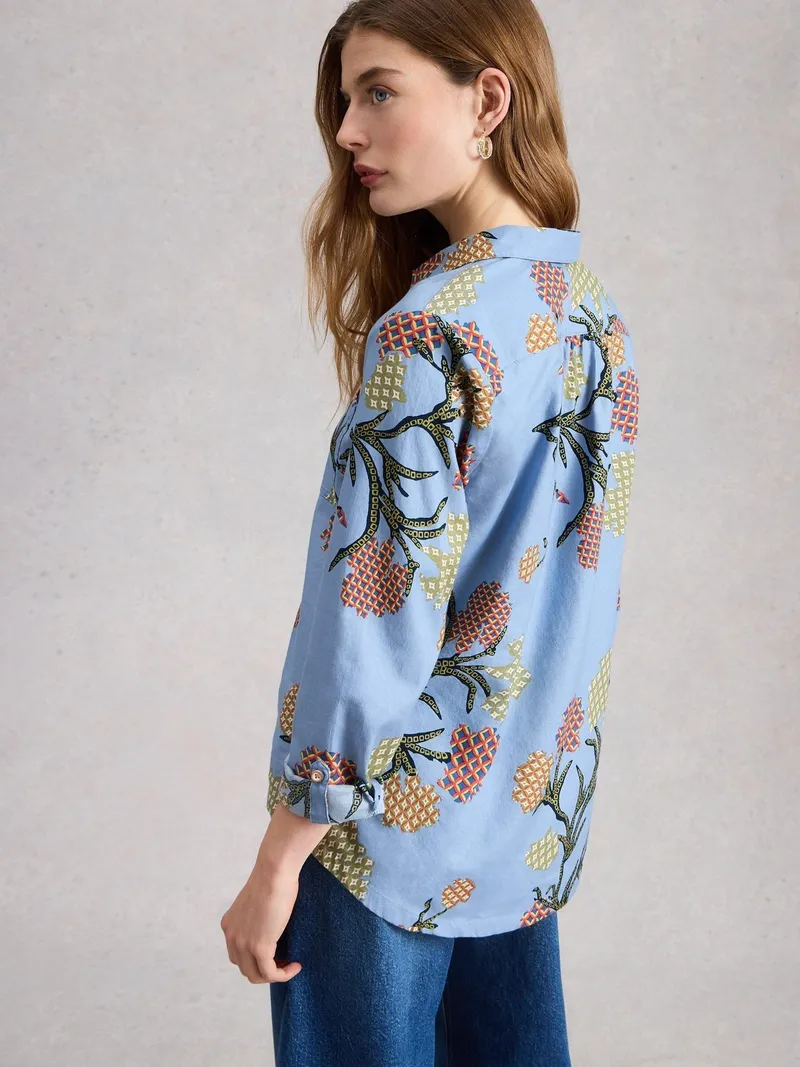 White Stuff Bluse Sophie aus Bio-Baumwolle - 34, Blau print, – Produktbild 4 von 4
