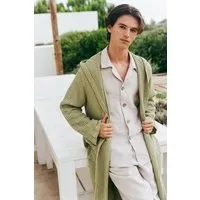 AmourLinen AmourLinen Wabenförmiger Bademantel für Männer, Moss grün, – Produktbild 1 von 1
