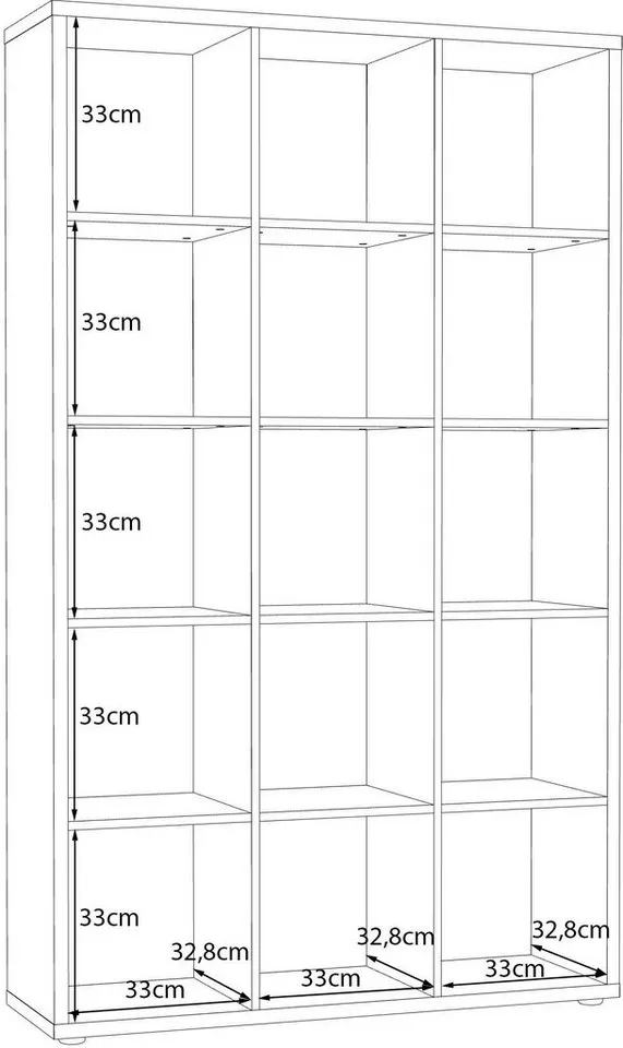 FORTE Standregal Mauro, Raumteiler, sorgt für Stil und Ordnung, 5 Fächer, Jedes Fach ist bis zu 5 kg belastbar, Fachgröße 33x33cm, Beige, – Produktbild 5 von 8