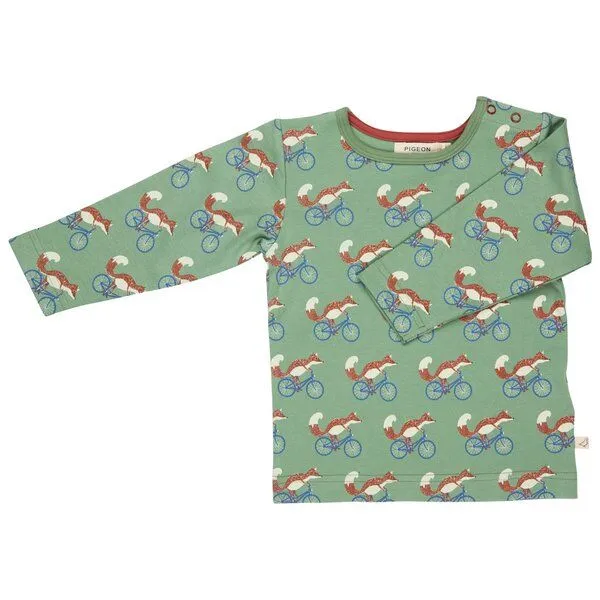 Pigeon by Organics for Kids Pigeon by Organics for Kids Kinder-Langarmshirt mit Aufdruck, Grün (mit fuchsaufdruck), – Produktbild 1 von 1