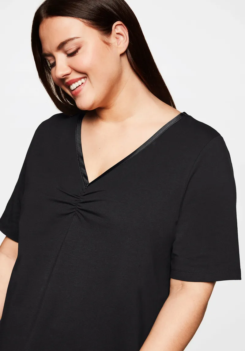 sheego Longshirt schwarz, Schwarz, – Produktbild 3 von 3