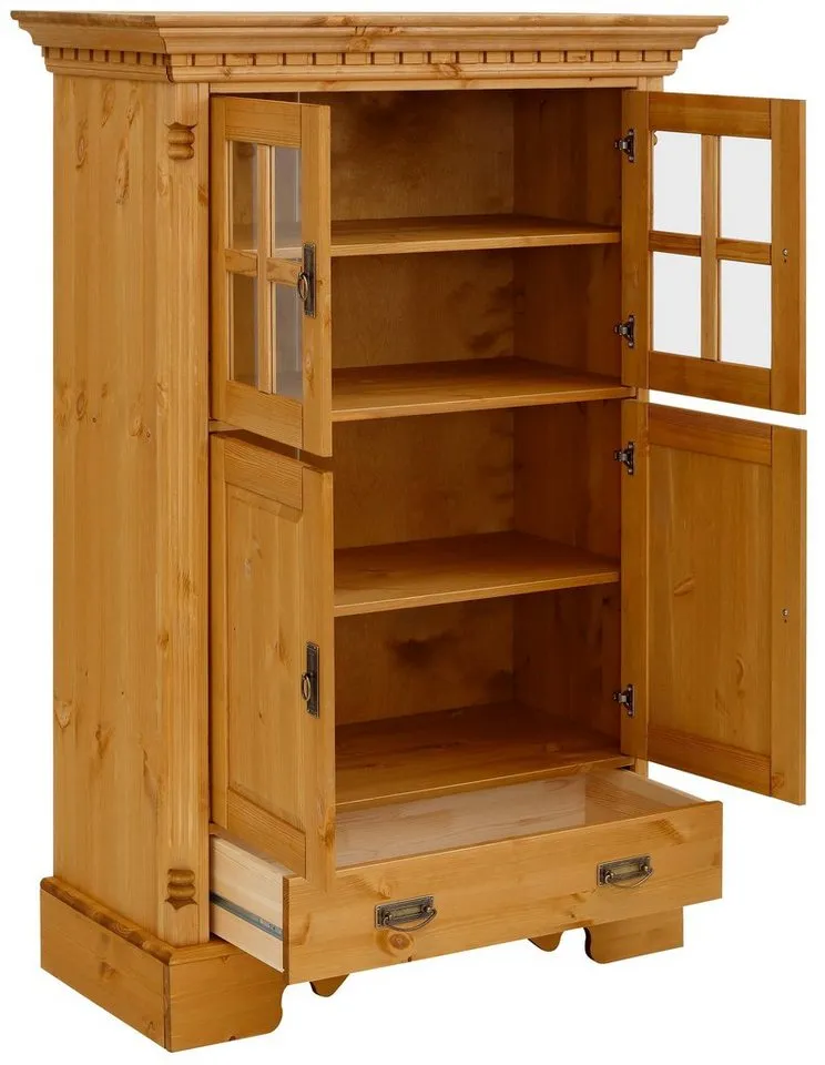 OTTO home Highboard Milan, Vitrine, Breite 102 cm, Massivholz, FSC®-zertifiziert, Beige, – Produktbild 4 von 5