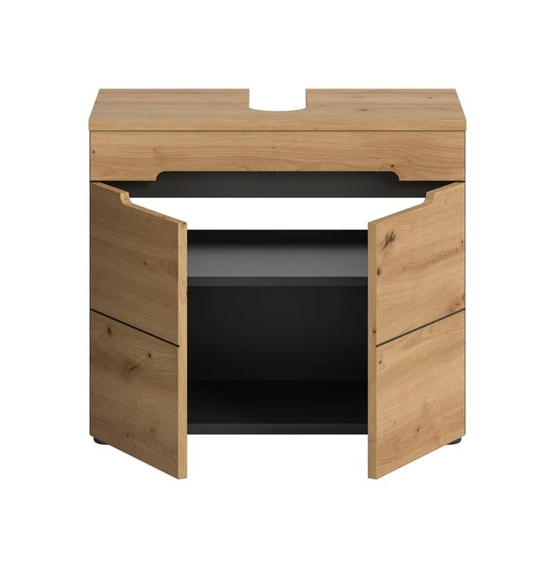 xonox.home Waschbeckenunterschrank Waschbeckenunterschrank Canu, Artisan Eiche / Basalt grau (1-St) Badmöbel, Einzelltyp, Braun, – Produktbild 4 von 4