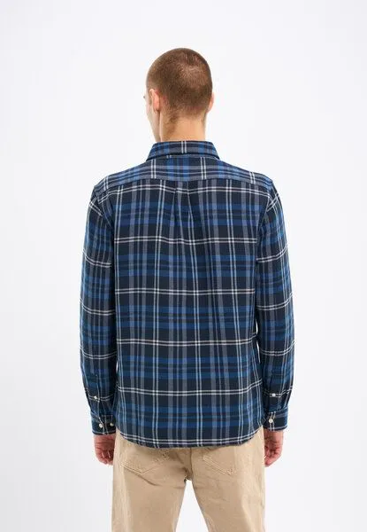 KnowledgeCotton Apparel KnowledgeCotton Apparel Hemd Relaxed checked shirt, Total eclipse (blau), – Produktbild 2 von 3