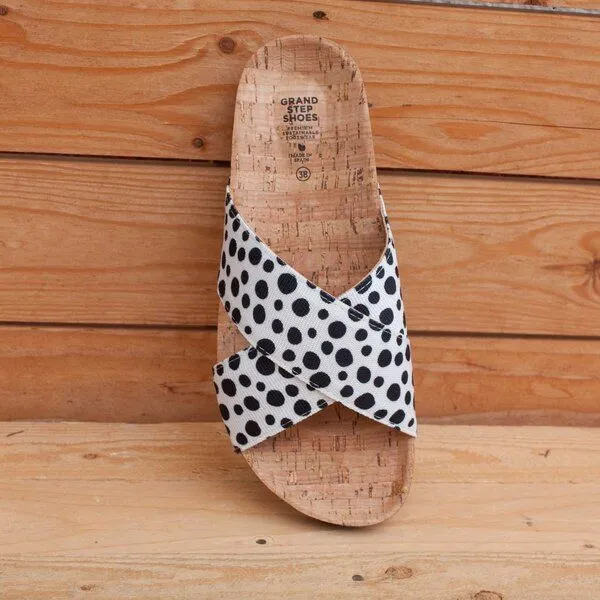 Grand Step Shoes Grand Step Shoes Lilo Sandalen, vegan, Weiß-schwarz (dots), – Produktbild 4 von 4