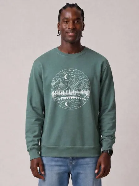 watapparel watapparel Sweatshirt Unisex Mountains by night, Green bay, – Produktbild 2 von 2