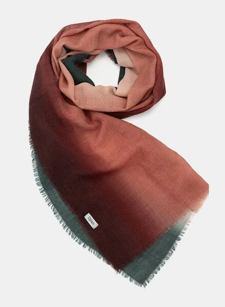 Djian Djian ILVIE –Schal aus Merino-Wolle, mulesing-frei, Grün / rostrot, – Produktbild 2 von 3