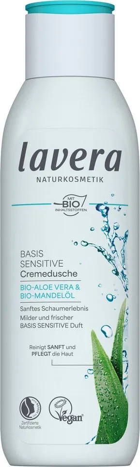 lavera lavera Cremedusche "Basis Sensitive" Bio-Aloe Vera & Bio-Mandelöl, 250 ml – Produktbild 2 von 4