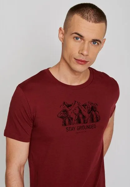GreenBomb GREENBOMB Animal Stay Grounded Guide - Sportliches T-Shirt aus Bio-Baumwolle / hochwertiger Print / GOTS / Fair & Vegan, Rot (burgund), – Produktbild 3 von 4