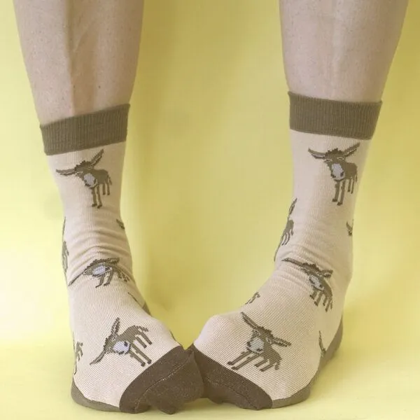 Fräulein Prusselise Fräulein Prusselise Esel Socke beige braun bunt gemustert, Beige, – Produktbild 1 von 2