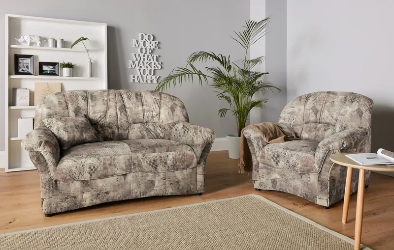 DOMO collection 2-Sitzer Bahia Couch, B/T: 153/92 cm, belastbar bis 140kg/ Sitz, mit Federkern, Microfaser MELROSE®, Braun, – Produktbild 4 von 5