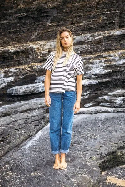 SALZWASSER JONNA – Heavy T-Shirt (Damen) aus 100% Bio-Baumwolle (GOTS) von SALZWASSER, Navy-naturweiß (gestreift), – Produktbild 3 von 4