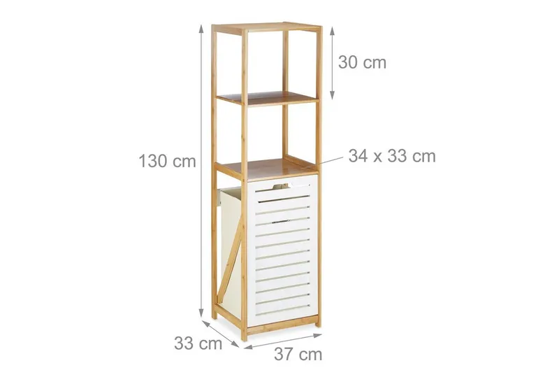 RELAXDAYS RELAXDAYS Badregal mit Wäschekorb, 1-tlg., Braun, – Produktbild 4 von 5
