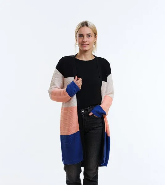 Gary Mash GARY MASH Long-Cardigan Alamo aus Biobaumwolle, Blockstreifen 2 (mehrfarbig), – Produktbild 1 von 4