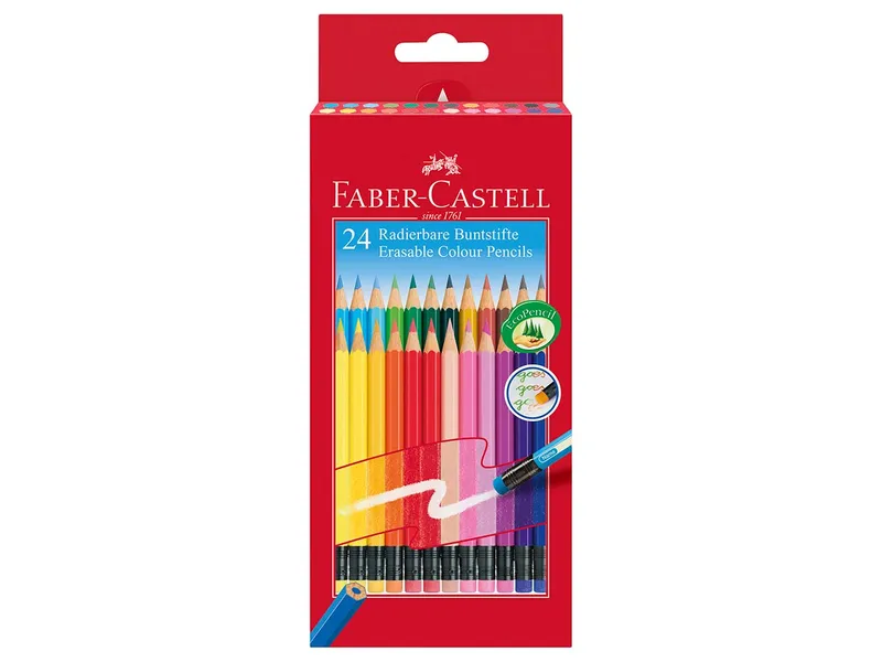 Faber-Castell 24er-Pack Faber-Castell Buntstifte mit Radierer farbig Sortiert – Produktbild 1 von 1
