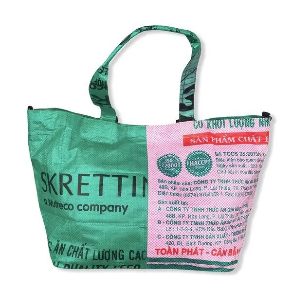 Beadbags Beadbags Tragetasche Ri1 recycelter Reissack, Rosa/dunkelgrün, – Produktbild 2 von 4