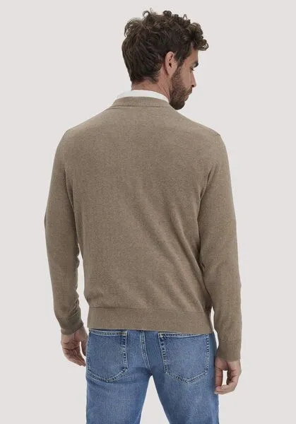 hessnatur hessnatur Strick Pullover Regular aus reiner Bio-Baumwolle, Lehm, – Produktbild 2 von 4