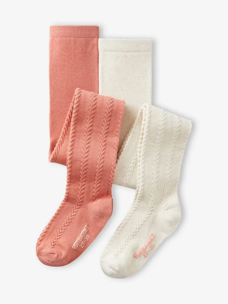 Vertbaudet 2er-Pack Mädchen Strumpfhosen, Rosenholz, – Produktbild 1 von 4
