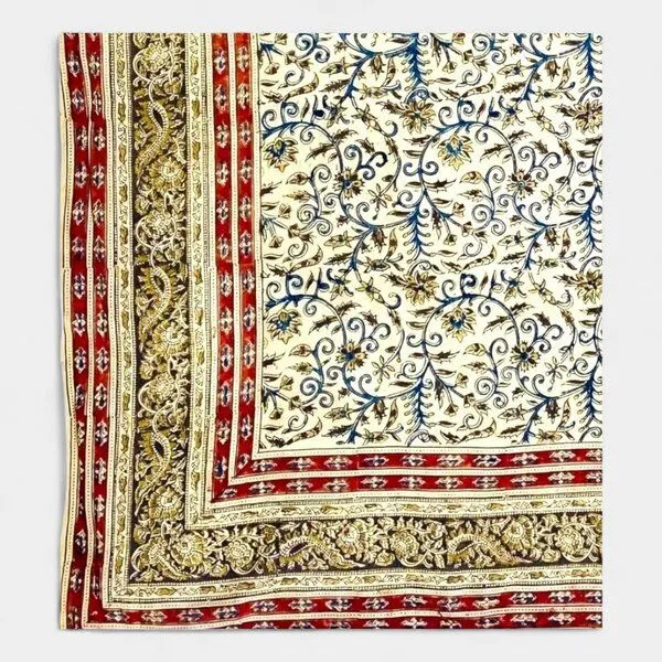 Der Lindwurm Der Lindwurm Kalamkari- Tuch (110x110 cm), Handdruck mit Pflanzenfarben, Rot/gelb, – Produktbild 2 von 2
