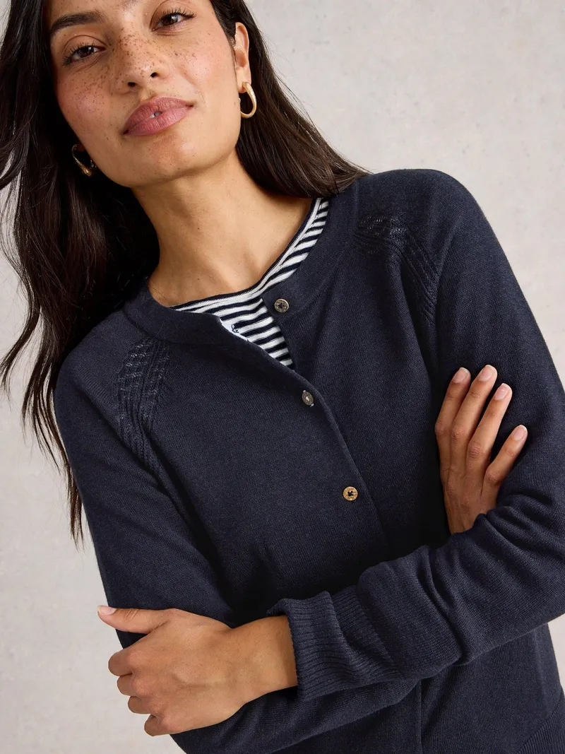 White Stuff White Stuff Strickjacke aus Bio-Baumwolle, Dunkelmarine, – Produktbild 3 von 4
